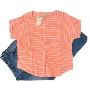 NWT Lucky Brand Peach/Pink Drop Shoulder Henley - SIZE LARGE